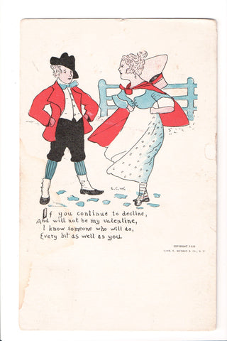 Valentine - young man and woman - artist signed CCW - Weyand card - NL0009