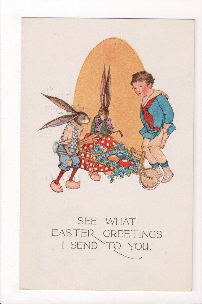 Easter - Humanized Hare, wheelbarrow Volland (original SOLD) - C06411