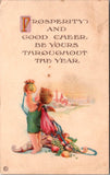 New Year - bare footed little angel or cherub with pink wings - w00150