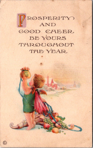 New Year - bare footed little angel or cherub with pink wings - w00150