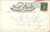 Easter - boy and girl, nest of eggs with rabbit running away postcard - w00159