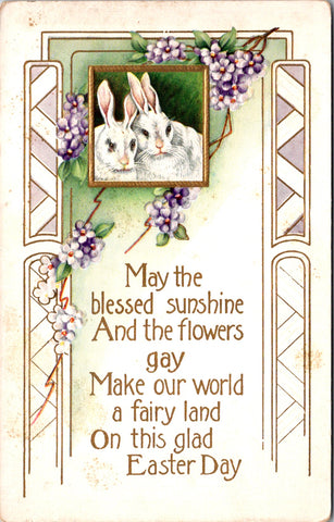 Easter - couple of white rabbits - Whitney Made postcard - w00194