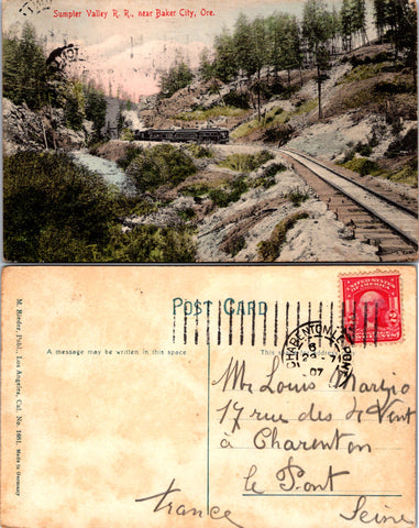 OR, Baker City - Sumpter Valley RR with train on track postcard - w00204