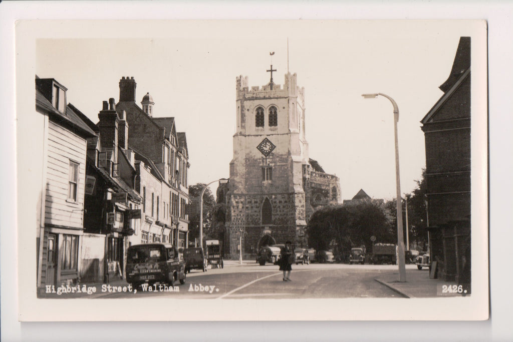 Foreign postcard - Waltham Abbey England - Highbridge St RPPC - w00432
