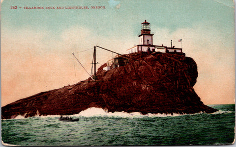 OR, TILLAMOOK ROCK - Lighthouse, Light House and building postcard - w00433