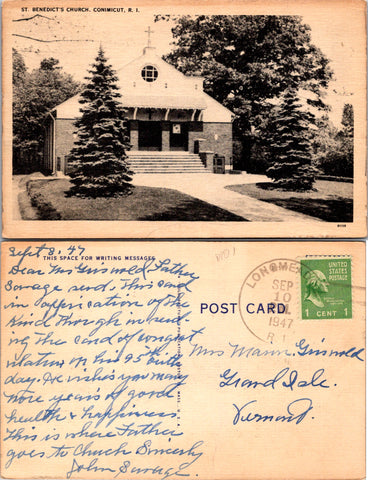 RI, CONIMICUT - St Benedicts Church postcard - w00598