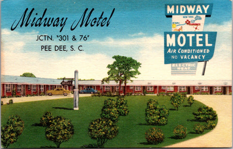 SC, PEE DEE - Midway Motel (new in 1953) postcard - w00623