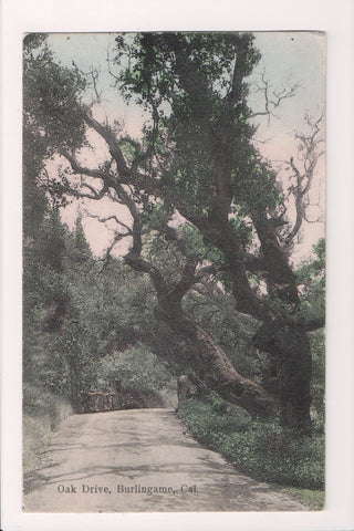CA, BURLINGAME - Oak Drive - Newman postcard - w00646