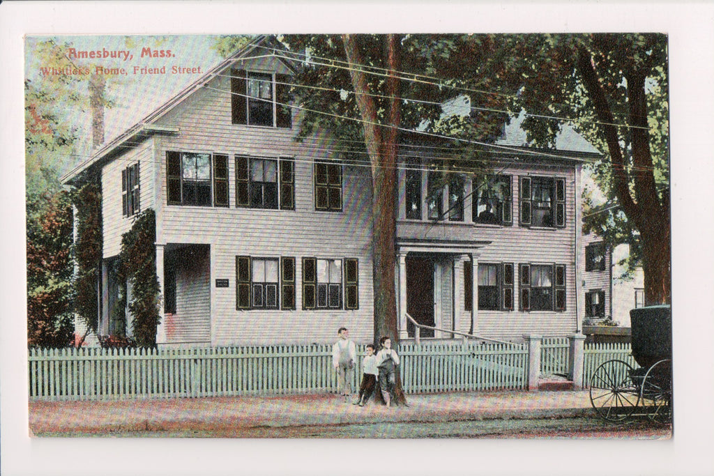 MA, AMESBURY - Whittiers home on Friend St, kids out front - w00675