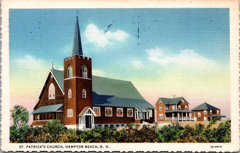NH, Hampton Beach - St Patricks Church - 1933 linen card - w00708