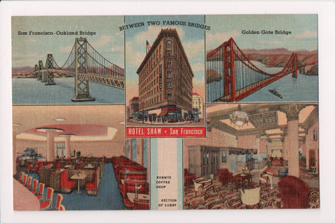 CA, San Francisco - Bunnys Coffee shop, bridges etc postcard - w00720