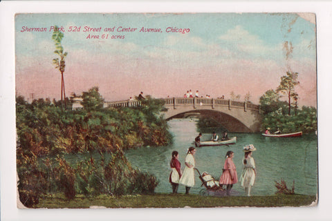 IL, Chicago - SHERMAN PARK (61 acres) - @1911 postcard - w00828