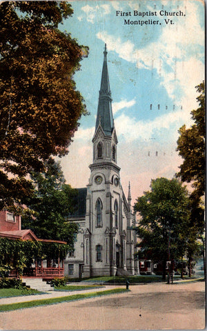 VT, Montpelier - First Baptist Church - 1925 postcard - w00939