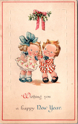 New Year - Campbell soup kids, mistletoe - Grace Drayton? - W01100