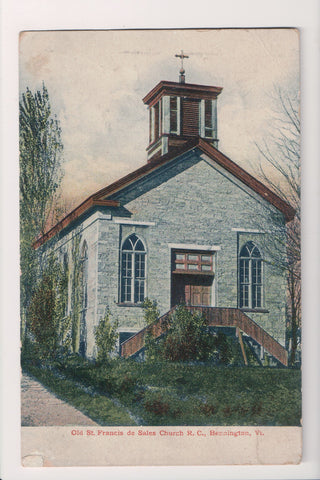 VT, Bennington - Old St Francis de Sales Church - J A Evans postcard - w01313