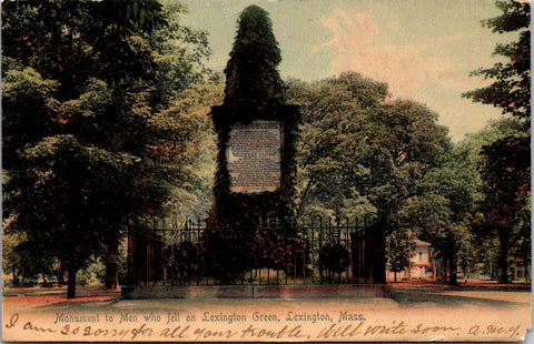 MA, Lexington - Monument to men who fell on the green - 1905 postcard - w01488