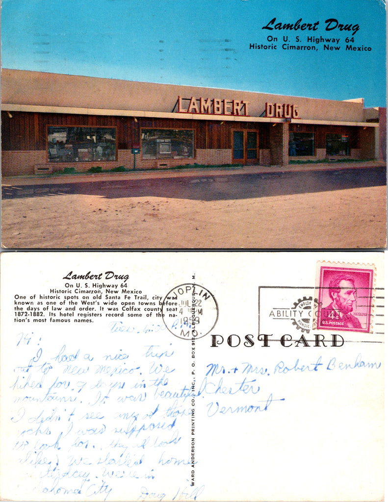 NM, Cimarron - Lambert Drug 1959 postcard - w01752