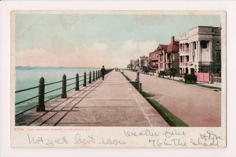 SC, Charleston - EAST BATTERY Parade - 1906 postcard - w02650