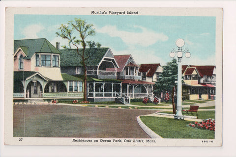 MA, Oak Bluffs - Ocean Park residences postcard - w02691