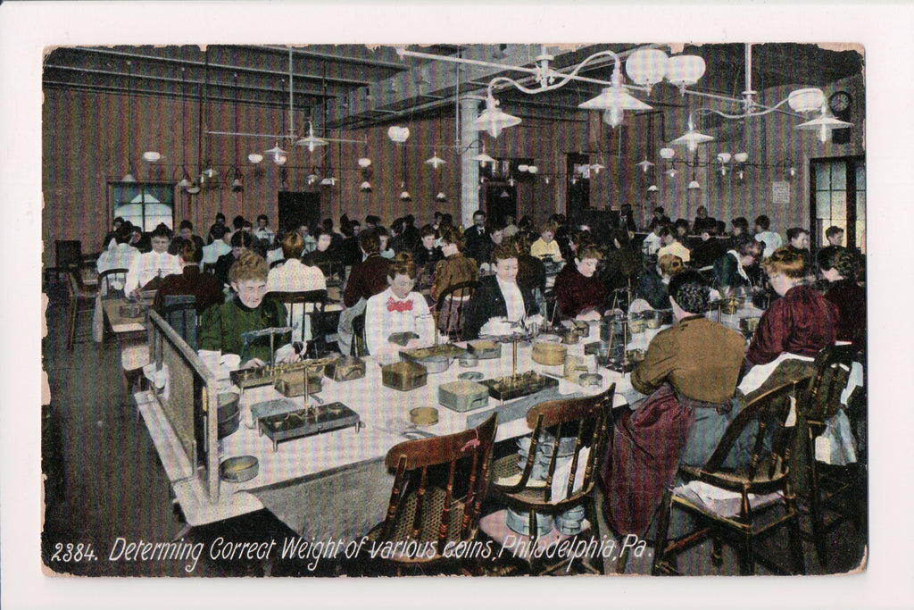 PA, Philadelphia - weighing various coins, Numismatic group - w02707