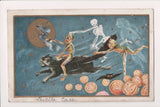 Halloween - Witch, skeleton, ghoul, cat (original SOLD) w02742