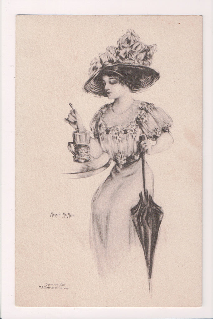 People - Female postcard - Pretty Woman - Sepia - Margie McMein - w03226