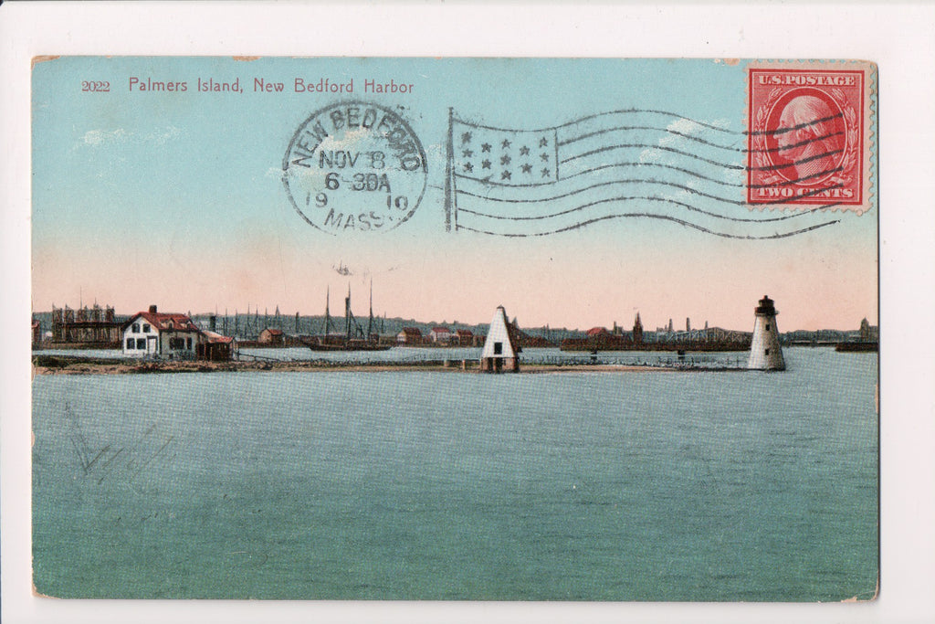 MA, New Bedford - Palmers Island, Harbor, lights, bridge etc - w03298