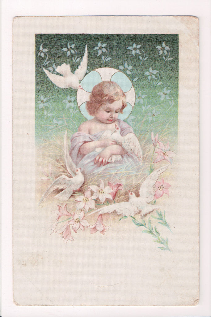 Easter postcard - young Christ child holding a white dove - w03356