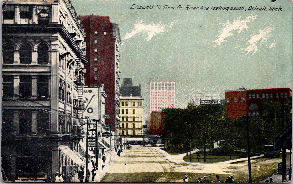 MI, DETROIT - Griswold St from Gr River Ave looking south postcard - w03685
