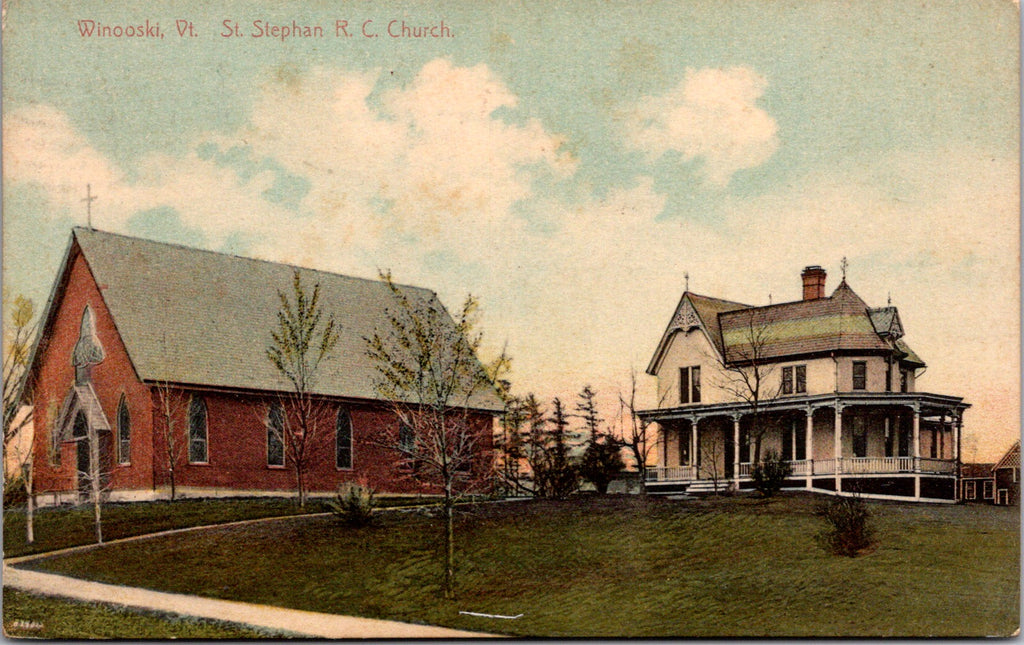 VT, WINOOSKI  - St Stephan R C Church and parsonage? postcard - W03707
