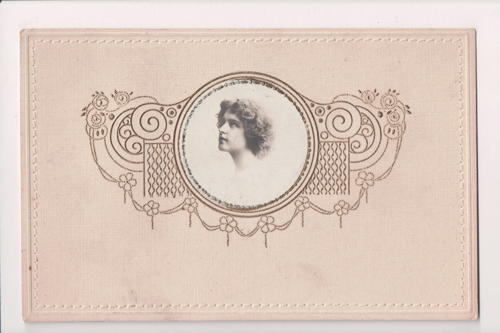 People - Female postcard - Pretty Woman - RPPC - Hand Embossed picture - w04278