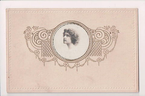 People - Female postcard - Pretty Woman - RPPC - Hand Embossed picture - w04278
