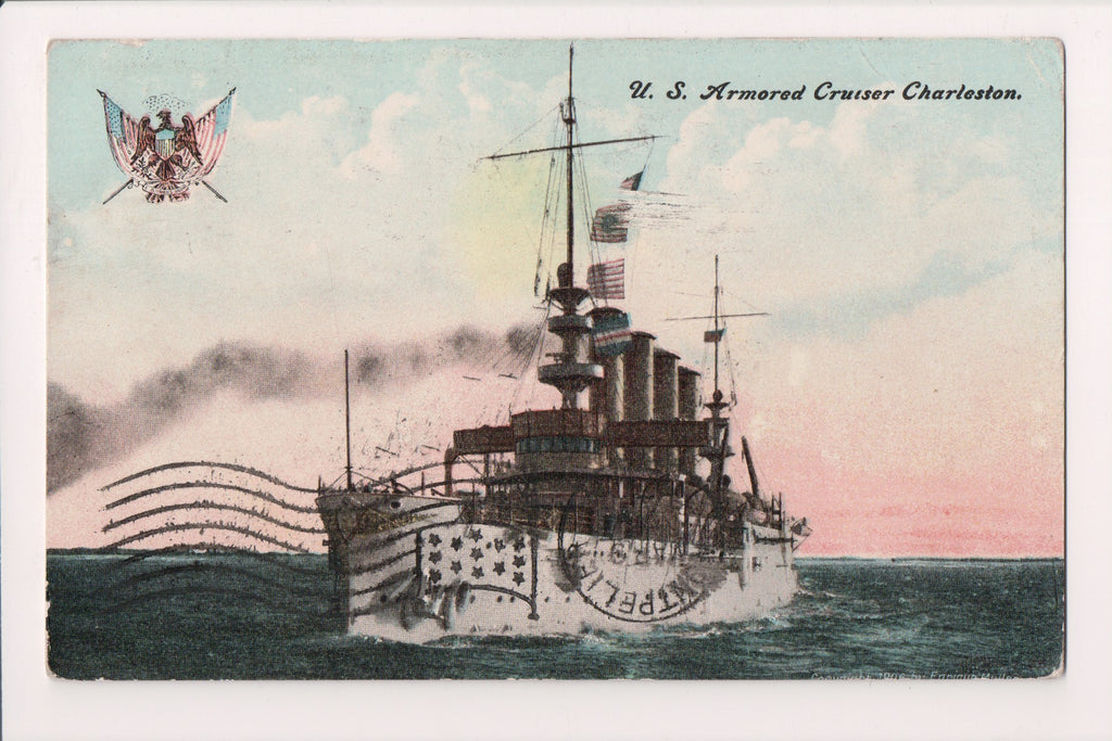 Ship Postcard - CHARLESTON, US Armoured Cruiser - W04295