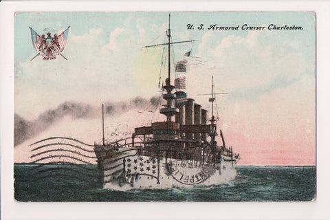 Ship Postcard - CHARLESTON, US Armoured Cruiser (original SOLD) W04295