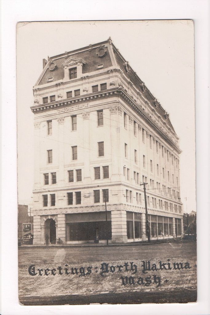 WA, North Yakima - Masonic Temple - Fry the Druggist - RPPC - F09043