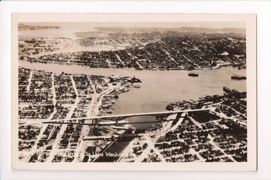 WA, Seattle - Aurora Bridge to Lake Washington, BEV RPPC - B06067