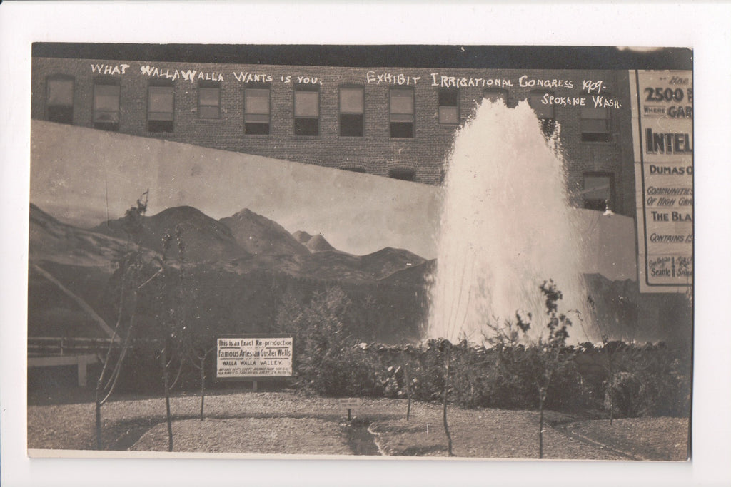 WA, SPOKANE - Exhibit Irrigational Congress 1909, Gusher Well -  RPPC - F09111
