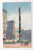 WA, Seattle - Totem Pole, Hotel Seattle, Street Vendor and Spoked Wheel Cart - w
