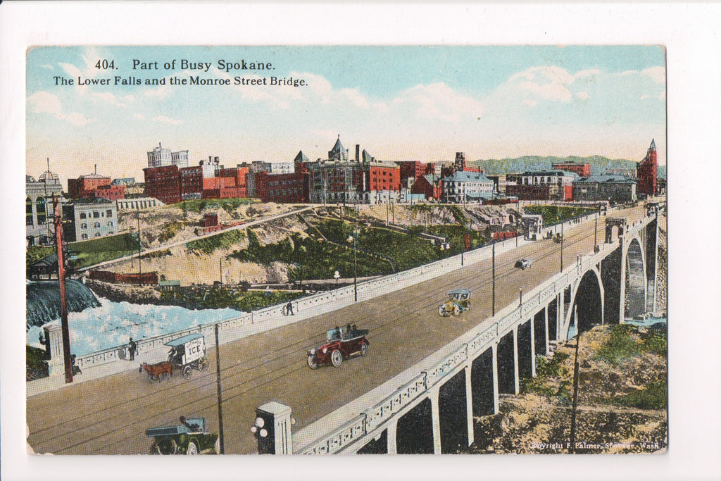 WA, Spokane - Monroe Street Bridge, Lower Falls, ICE DELIVERY wagon - C17387