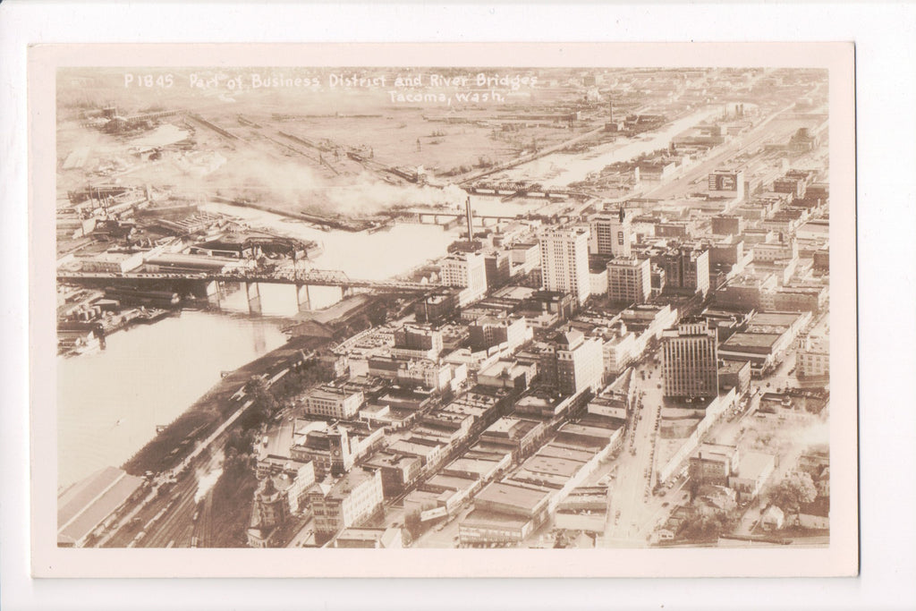 WA, TACOMA - BEV Business District, River (steel) bridges - RPPC - B06070