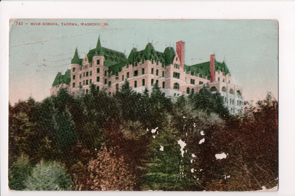 WA, Tacoma - High School - cr0395 - postcard **DAMAGED / AS IS**