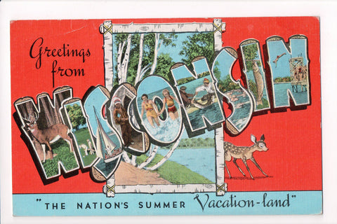 WI, Wisconsin - Greetings from, Large Letter postcard - B08293