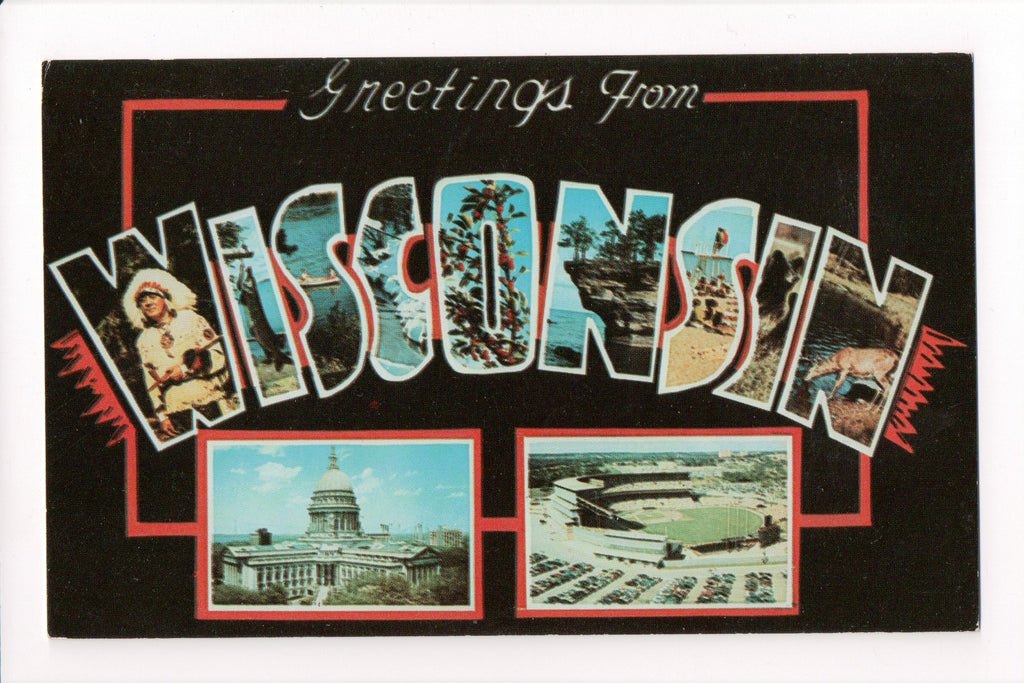 WI, Wisconsin - Greetings from, Large Letter postcard - MT0018