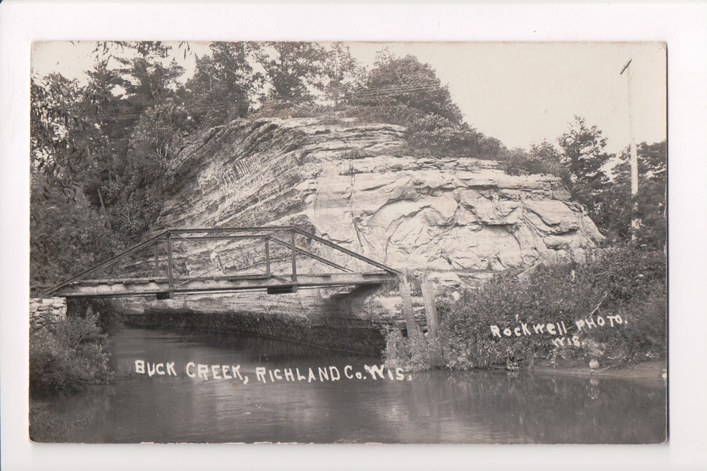 WI, Buck Creek - small steel bridge - Rockwell Photo RPPC - D07012