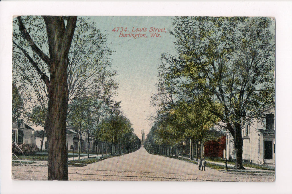 WI, Burlington - Lewis St, @1911 postcard - B05188
