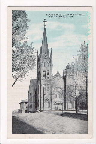 WI, Fort Atkinson - Evangelical Lutheran Church, postcard @1947 - w01214