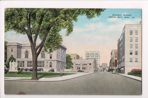 WI, Green Bay - Walnut Street postcard from @1944 - SL2529