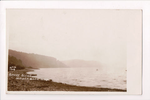 WI, MAIDEN ROCK - Shore Scene, RPPC with No 16 1908 on postcard - G06025