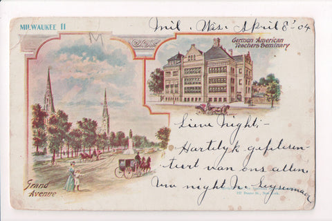 WI, Milwaukee - Grand Ave, Teachers Seminary postcard - CP0204