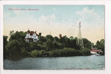WI, Milwaukee - Milwaukee River, House, Wind Mill postcard - w01650